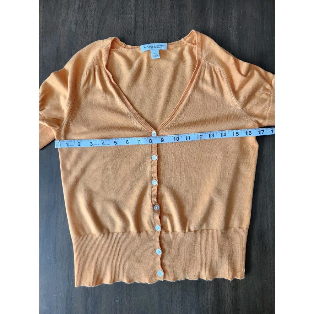 Banana Republic Women’s Silk Cashmere Short Sleeve Orange Cardigan Sweater Small - Picture 6 of 7